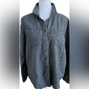 RAG POETS BUCKLE Dark Gray Button Down Long Sleeve Flannel Shirt Women’s XS